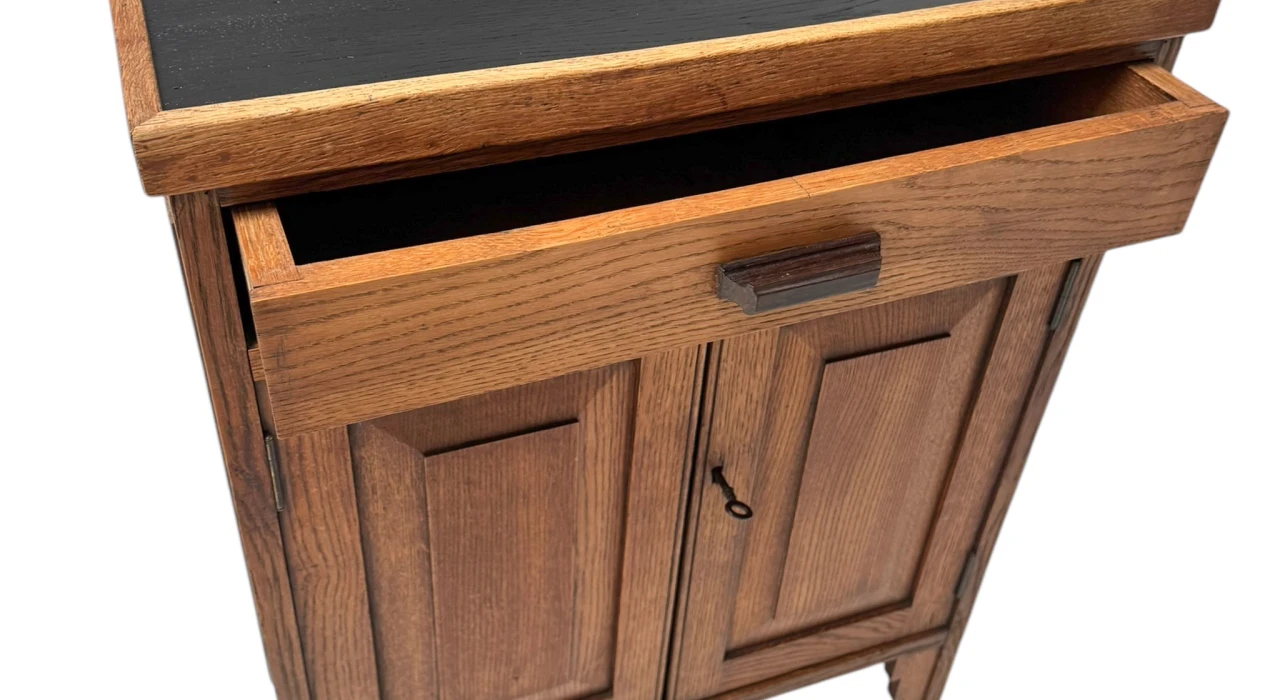 Art Deco Amsterdamse School Cabinet with Black Lacquered Top, 1920s